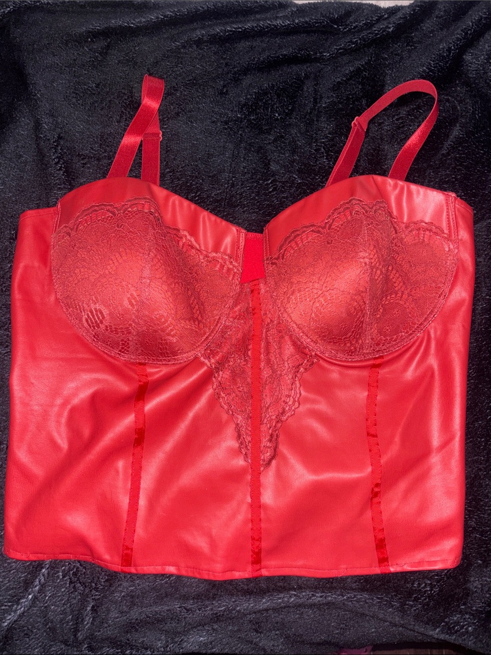 Red Lace Bustier with Structured Cups